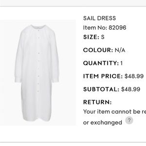 Aritzia Sail dress size small NWT